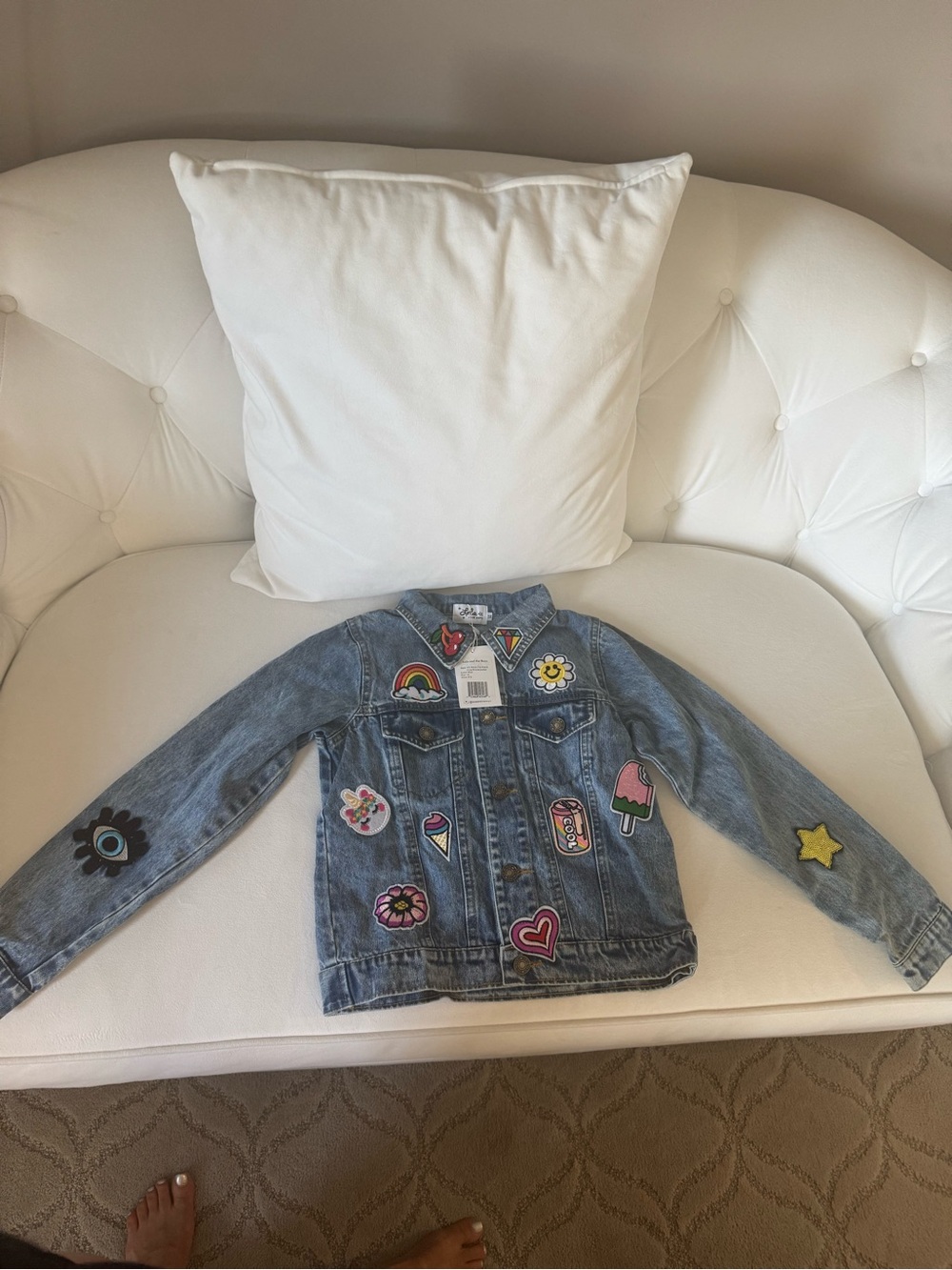 Lola and the Boys All About The Patch Crop Denim Jacket – Girls Size 14 – NWT